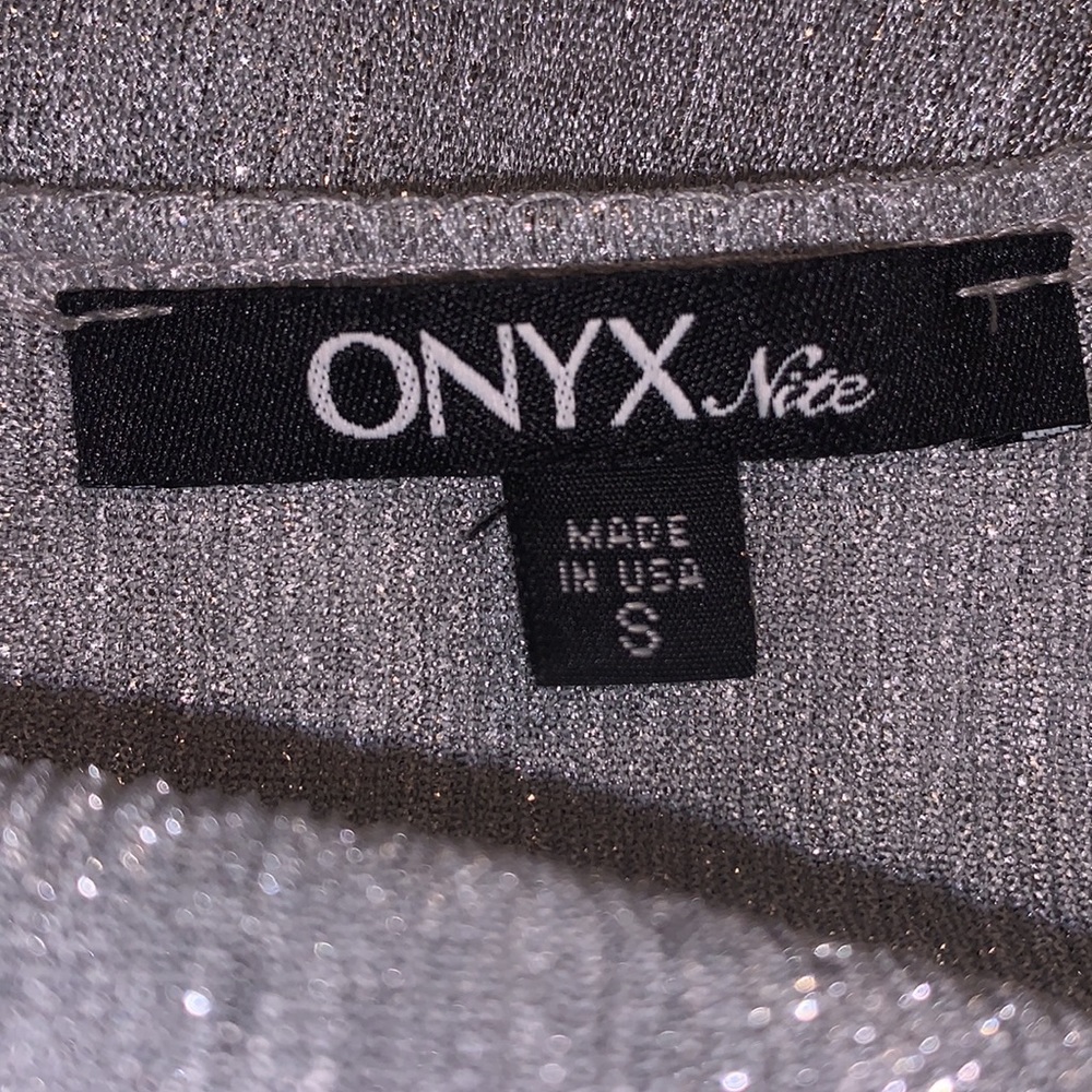 ONYX Nite Silver Shimmer Long Sleeve Long Drape Frond Cardigan - Picture 7 of 9